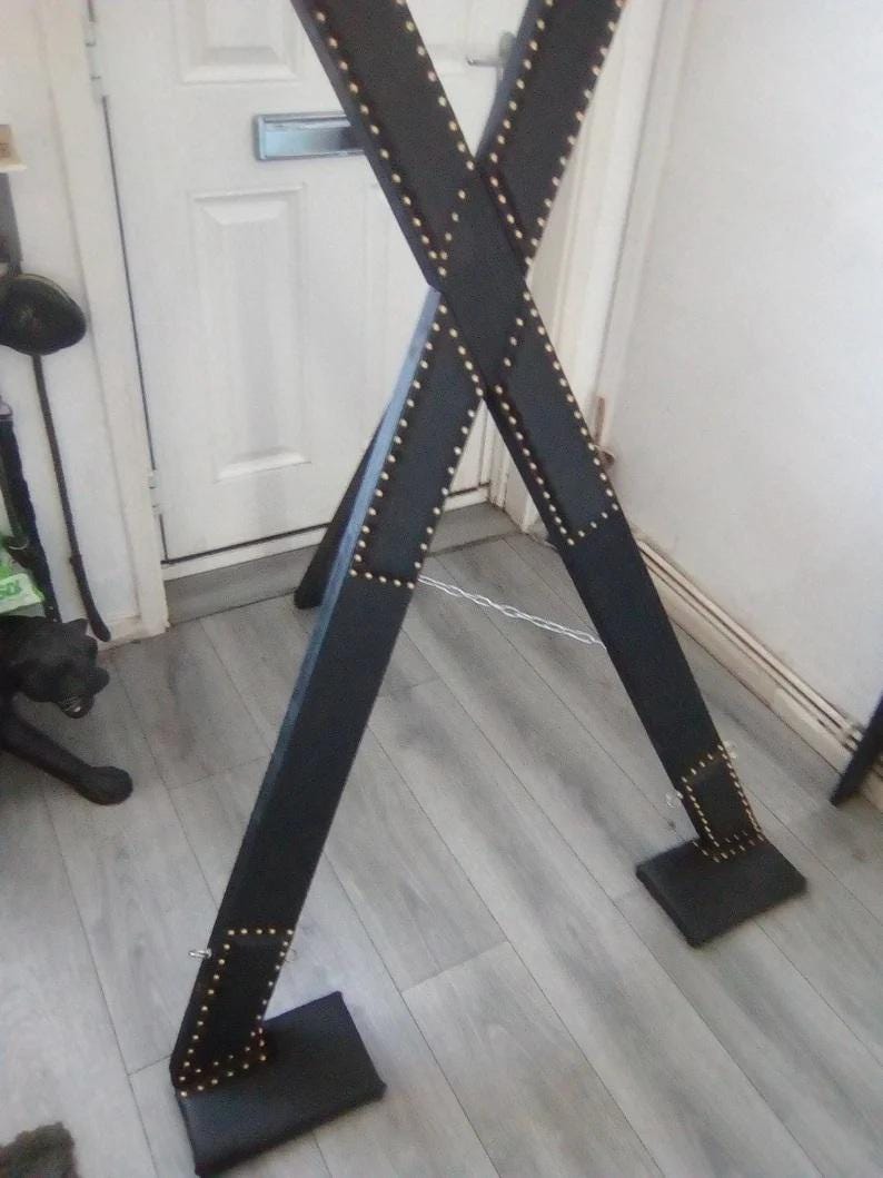 Black St. Andrew’s Bondage Cross – Matte Black BDSM X Cross – Wall-Mounted Dungeon Furniture – Kink Restraint Rack | Skywidz