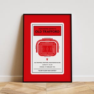 Manchester United FC Old Trafford Stadion Karte, 'Glory Glory Man United' Minimalistisches Haus Poster Wandkunst Digitaler Download