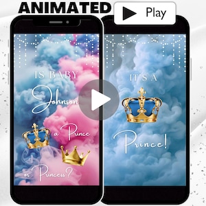 It’s a Boy Prince Gender Reveal Announcement Video, Animated Surprise Text Gender Reveal Video For Social Media