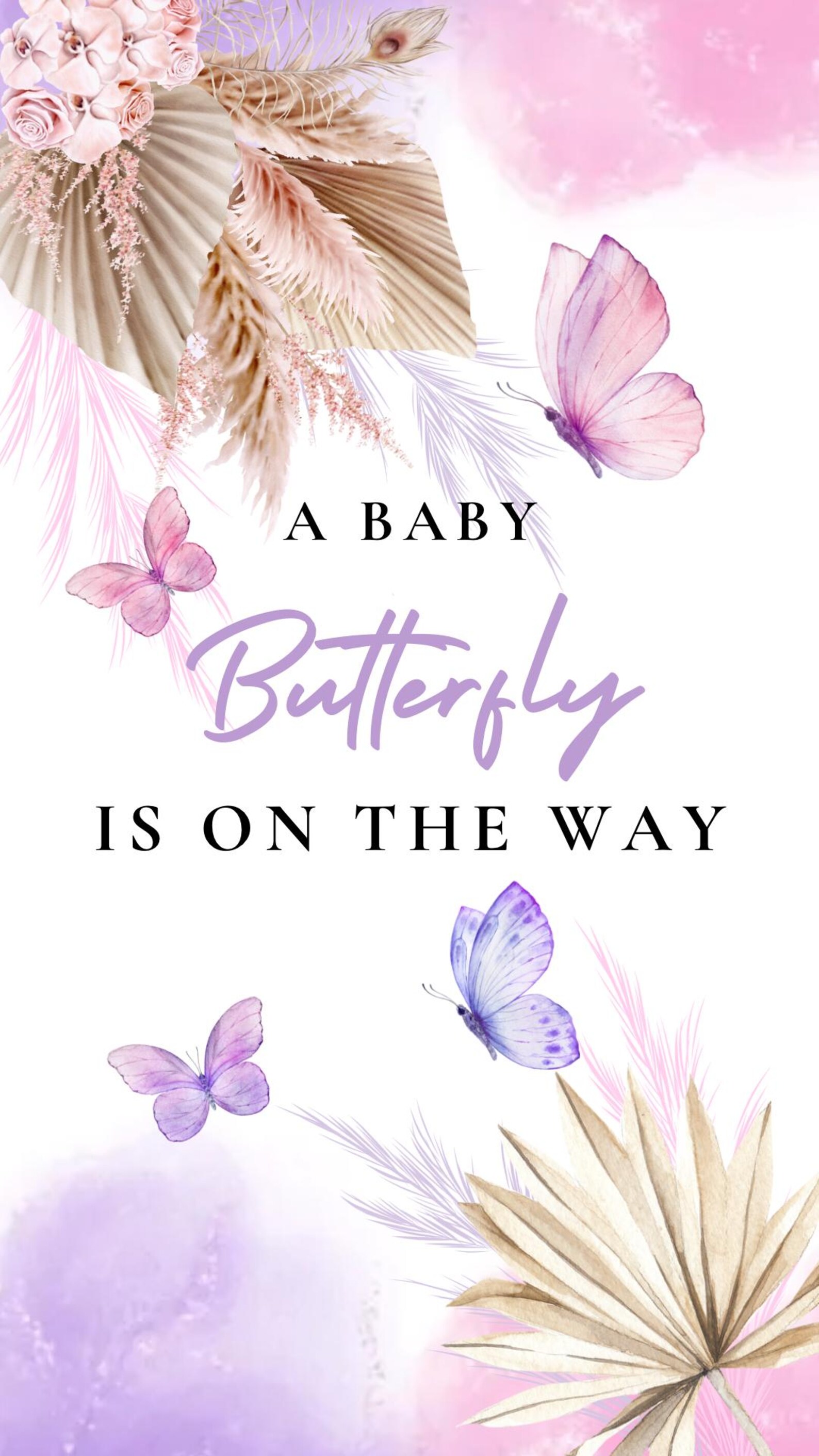 Butterfly Baby Shower Invitation, Girl Baby Shower Video Invite, Purple ...