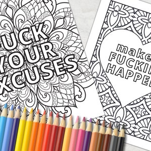 10 Adult Coloring Pages With Motivational Swear Words for Destressing ...