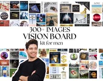 Vision Board Kit for Men, Manifesting Images Digital Download, Vision Board Printables, New Year Resolution, Goal Setting Vision Board Party