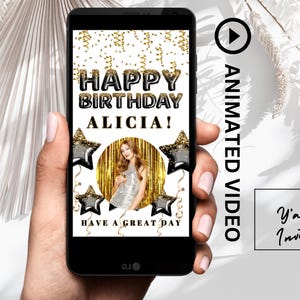 Personalised Editable Happy Birthday E-Card Video, Digital Animated Birthday ecard, Virtual Birthday Wishes, Instant Download Balloon e card