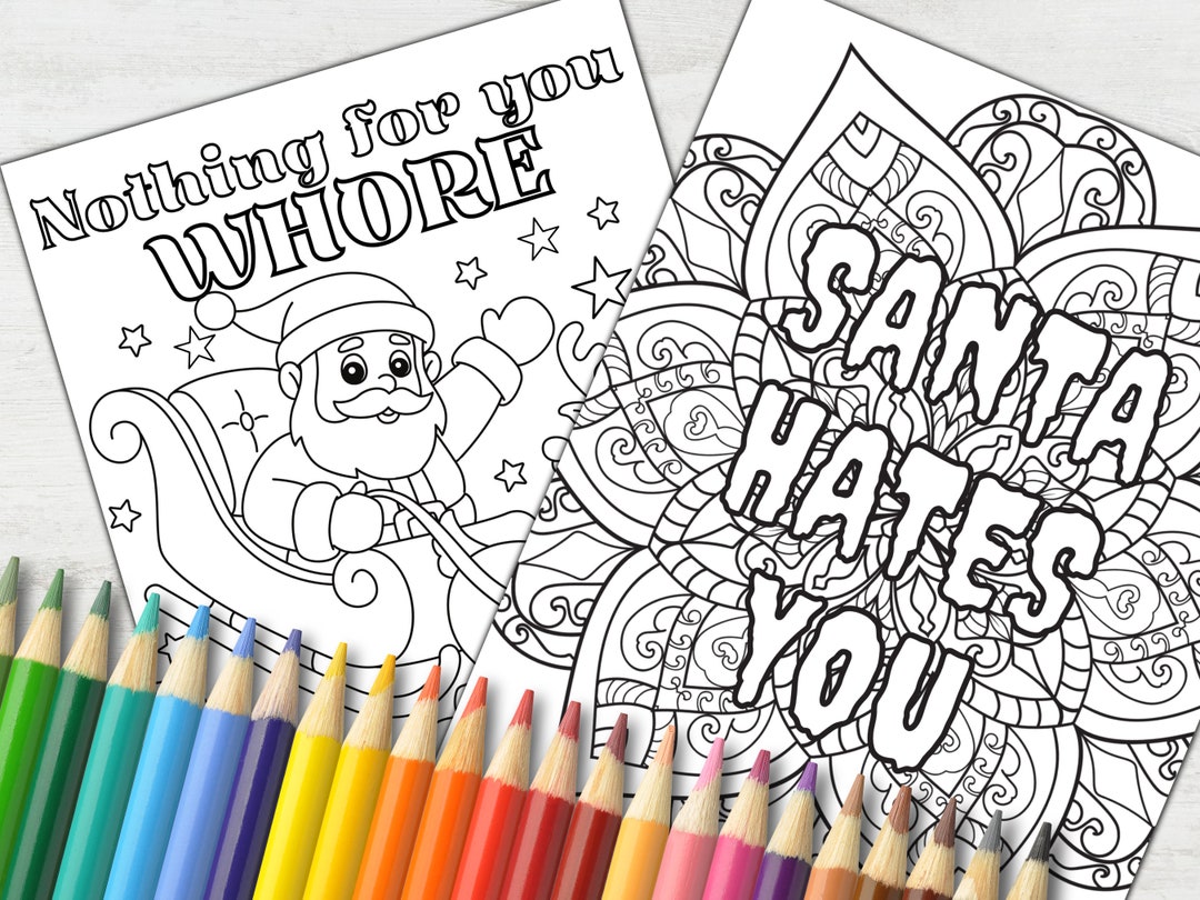 10 Rude Christmas Coloring Pages With Swear Words for Adults, Obscene