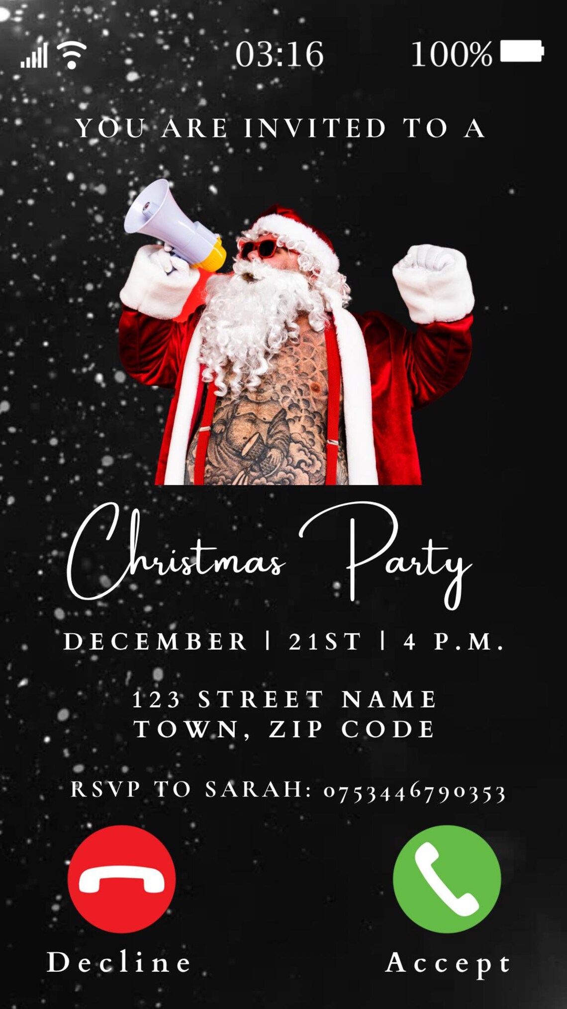 Santa is Calling Funny Animated Christmas Party Invitation Template ...