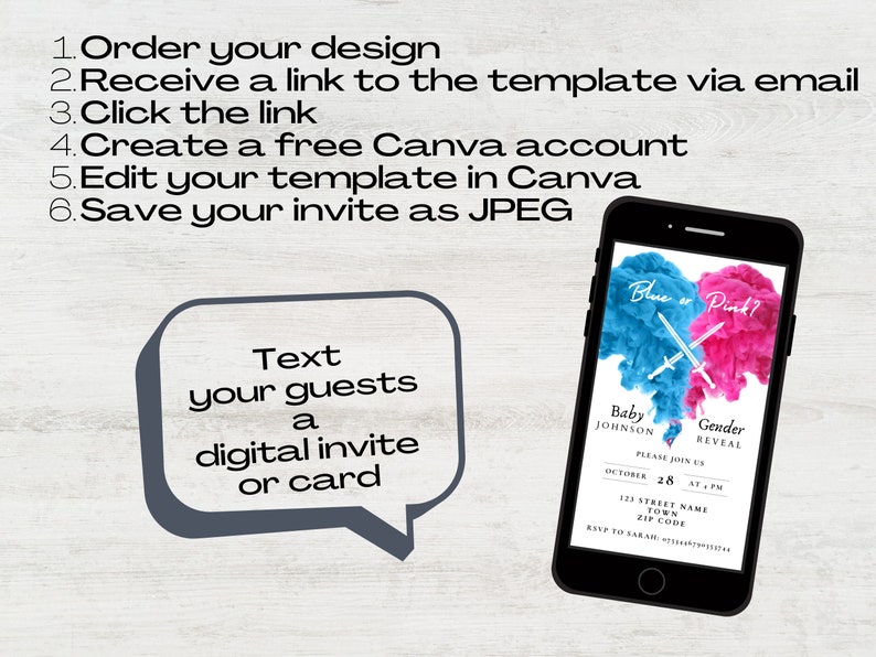 Lightsaber Themed Gender Reveal Invitation Template, Digital Download