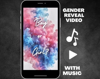 Animated Gender Reveal Video With Music, Pregnancy And Baby Announcement For Text And Social Media, It’s a Girl Boy Instant Digital Download