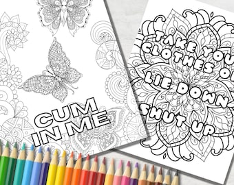 10 Dirty Coloring Pages For Adults With Naughty Swear Words And Sexy Phrases, Digital Download Printable Adult Colouring Book