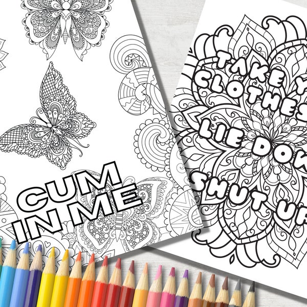 10 Dirty Coloring Pages For Adults With Naughty Swear Words And Sexy Phrases, Digital Download Printable Adult Colouring Book