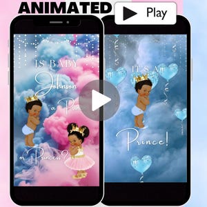 It’s a Boy Prince Gender Reveal Announcement Video, Animated Surprise Text Gender Reveal Video, Cute African American Baby Reveal  Movie