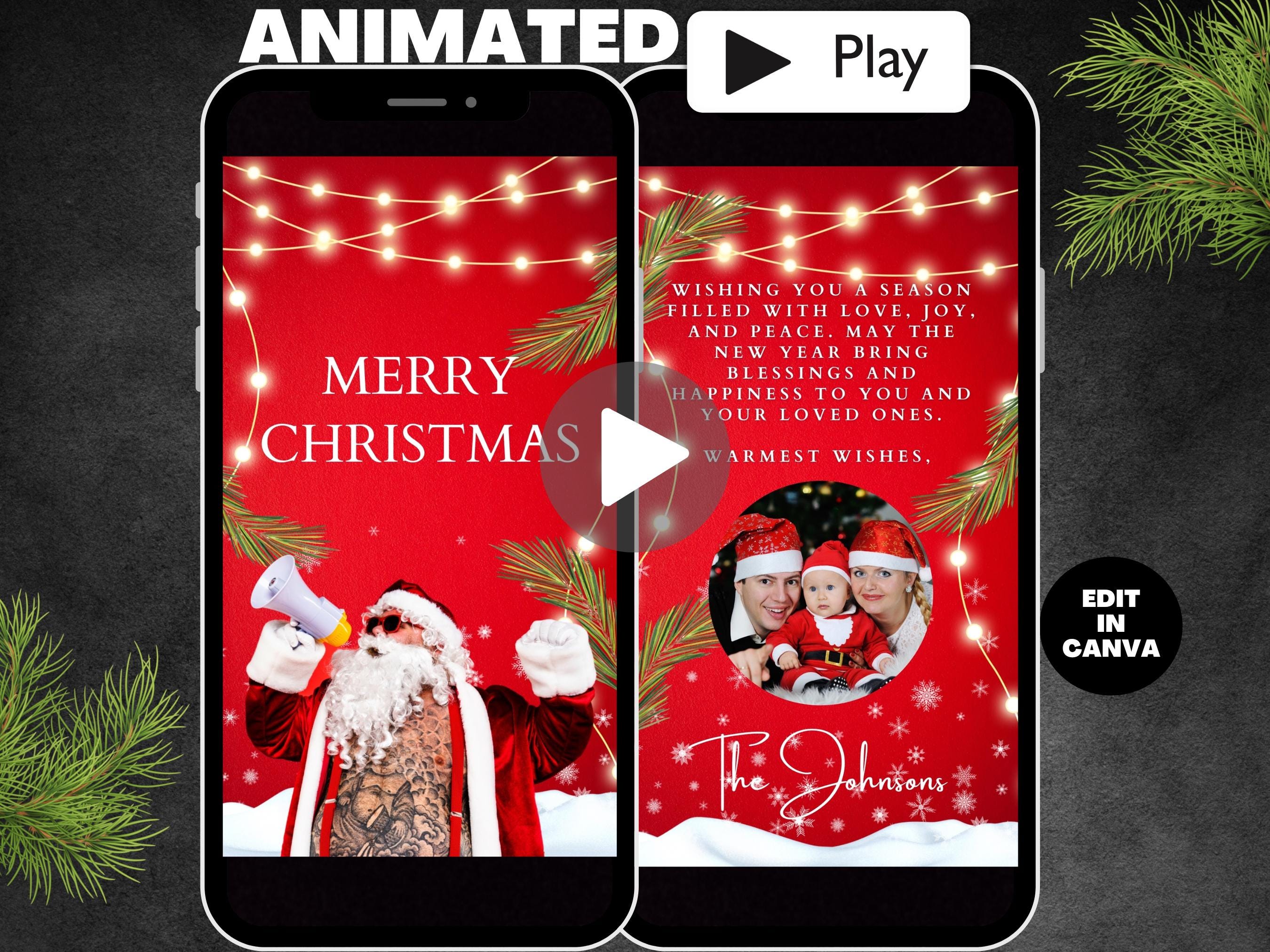 Animated Santa Christmas Card Template, Christmas Greeting Video Card ...