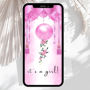 Animated Girl Gender Reveal Video, Editable It’s a Girl Surprise Gender Reveal, Baby Announcement