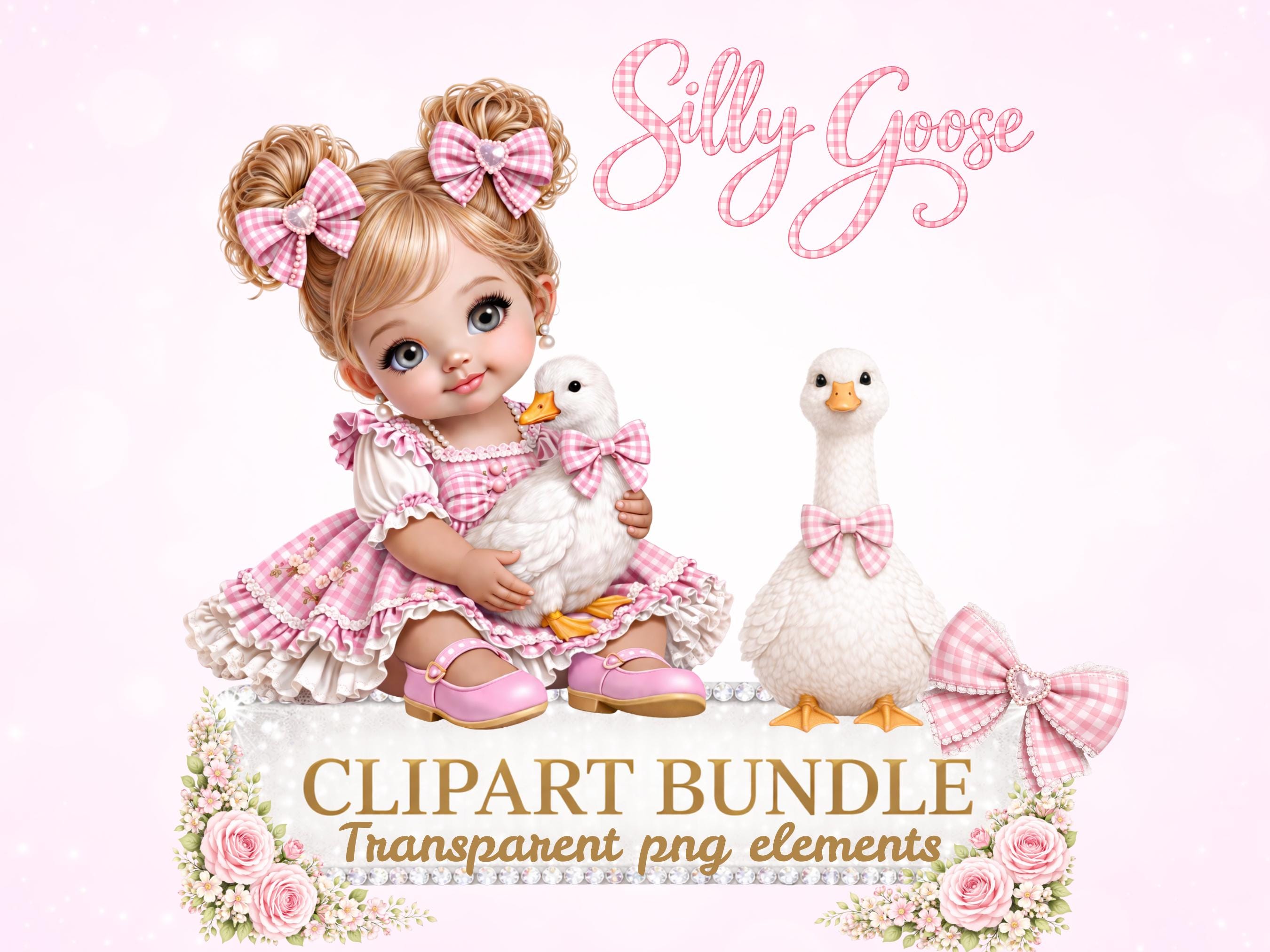 Silly Goose Baby Shower Clipart Bundle, Pink Girly Digital Printable ...