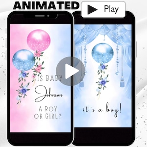 Digital Boy Gender Reveal Video, Editable It’s a Boy Surprise Gender Reveal, Instagram Social Social Media Baby Gender Announcement