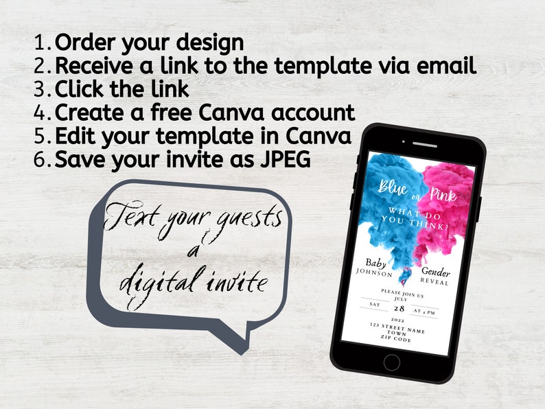 Smoke Themed Gender Reveal Invitation, Digital Download, Baby Reveal