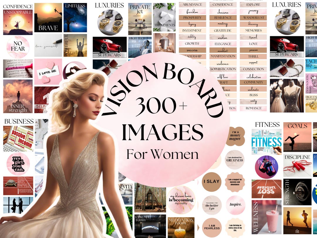 Manifest Your Dream Life, Printable Vision Board Kit for Women, Digital