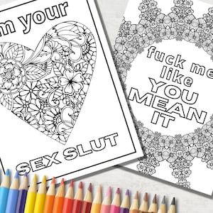 10 Naughty Adult Coloring Pages With Dirty Swear Words And Sexy Phrases, Stress Relieving Naughty Printable Colouring Book, Digital Download