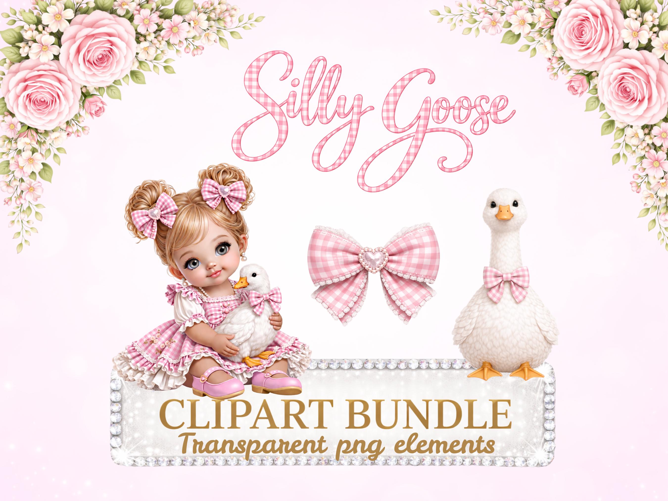 Silly Goose Baby Shower Clipart Bundle, Pink Girly Digital Printable ...