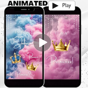 It’s a Girl Princess Gender Reveal Announcement Video, Animated Surprise Text Girl Gender Reveal Video For Social Media