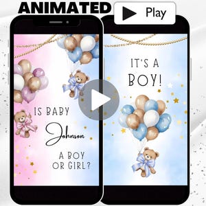 Digital Boy Gender Reveal Video, Editable It’s a Boy Gender Reveal Template, Virtual Bear Gender Reveal, Pregnancy Announcement