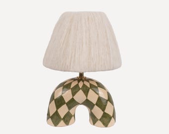 Handmade Green Diamond Ceramic Lamp: Artisan Modern Lighting