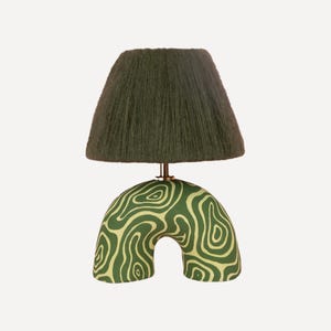 Handmade Green 'Me' Lamp with Swirl Pattern, Funky Table Lamp, Lighting, Designer Lamp, Unique Statement Lamp, Bold, Wavy, Colourful