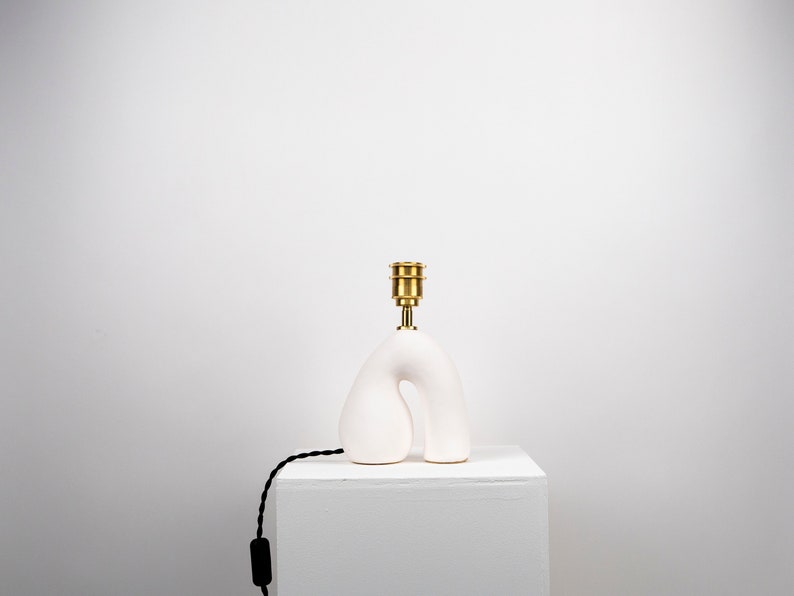 Matte White Ceramic Lamp, Handmade Table Lamp, Mix and Match, Neutral Tone Lamp , Statement Table Lamp, Unique Lamp Design White Base Only