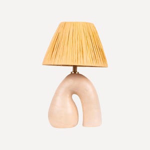 Satin Cream Ceramic Lamp, Handmade Table Lamp, Mix and Match, Neutral Tone Lamp , Statement Table Lamp, Unique Lamp Design
