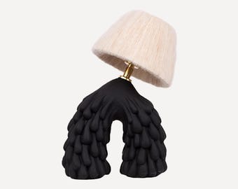 Handmade Black Ceramic Table Lamp: Designer Statement Lighting
