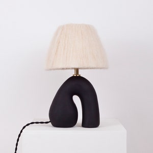 Matte Black Ceramic Lamp, Handmade, Choose your own Shade Colour, Bespoke Lamp shade , Statement table lamp, unique lamp design