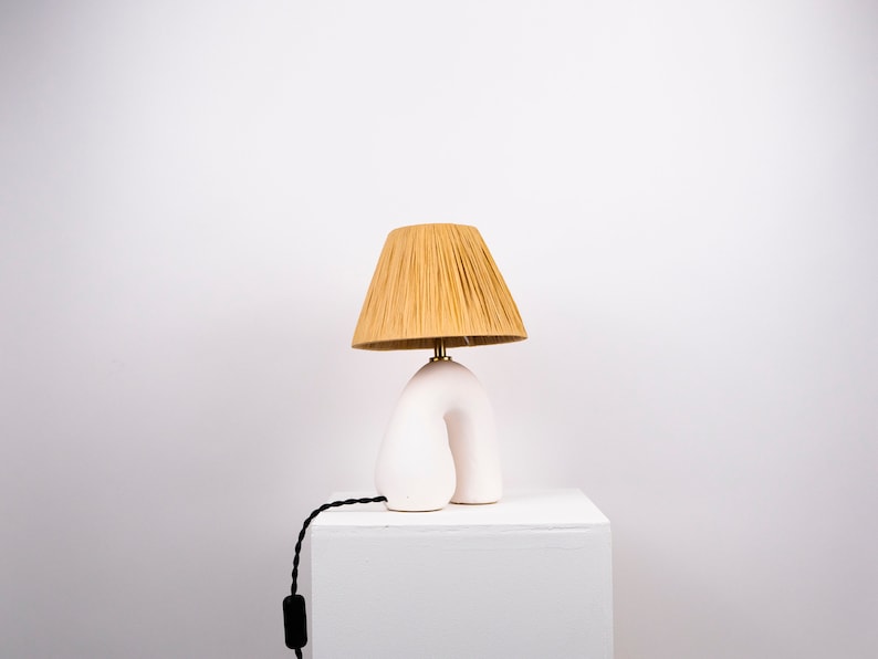 Matte White Ceramic Lamp, Handmade Table Lamp, Mix and Match, Neutral Tone Lamp , Statement Table Lamp, Unique Lamp Design image 9