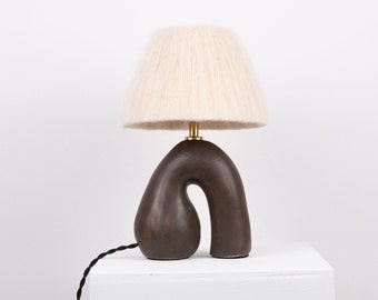 Satin Brown/ Black Ceramic Lamp, Handmade Table Lamp, Mix and Match, Neutral Tone Lamp , Statement Table Lamp, Unique Lamp Design