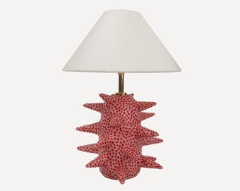 Handmade Pink Spiked Table Lamp: Whimsical Bedside Lighting