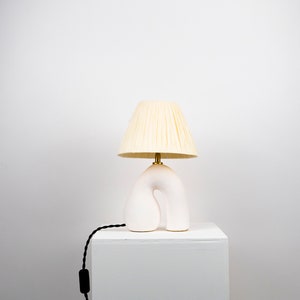 Matte White Ceramic Lamp, Handmade Table Lamp, Mix and Match, Neutral Tone Lamp , Statement Table Lamp, Unique Lamp Design image 3