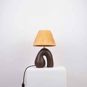 Satin Glazed Ceramic Lamp with Alpaca Silk Shade, Handmade, Choose your own Shade Colour, Bespoke Lamp shade image 5