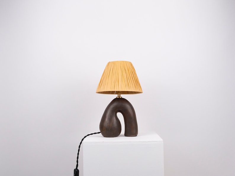 Satin Glazed Ceramic Lamp with Alpaca Silk Shade, Handmade, Choose your own Shade Colour, Bespoke Lamp shade image 5