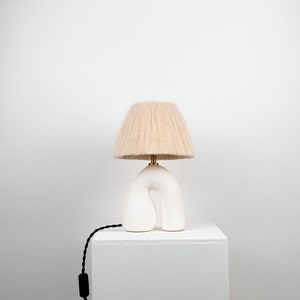 Matte White Ceramic Lamp, Handmade Table Lamp, Mix and Match, Neutral Tone Lamp , Statement Table Lamp, Unique Lamp Design image 2