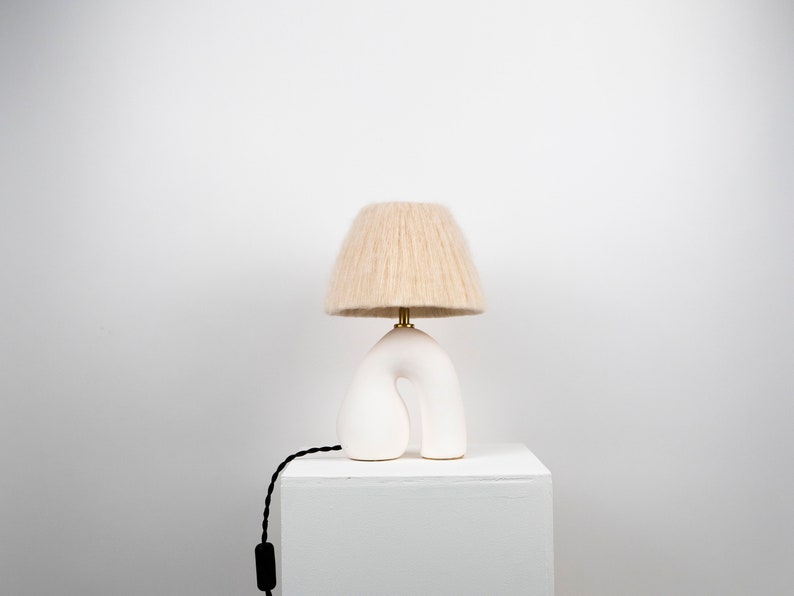 Matte White Ceramic Lamp, Handmade Table Lamp, Mix and Match, Neutral Tone Lamp , Statement Table Lamp, Unique Lamp Design image 2