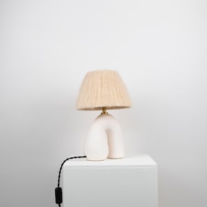 Matte White Ceramic Lamp, Handmade Table Lamp, Mix and Match, Neutral Tone Lamp , Statement Table Lamp, Unique Lamp Design image 8