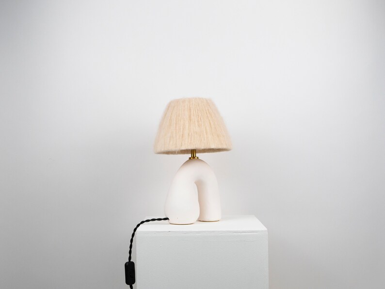 Matte White Ceramic Lamp, Handmade Table Lamp, Mix and Match, Neutral Tone Lamp , Statement Table Lamp, Unique Lamp Design image 8