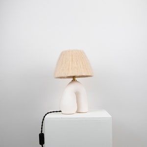 Satin Glazed Ceramic Lamp with Alpaca Silk Shade, Handmade, Choose your own Shade Colour, Bespoke Lamp shade image 6