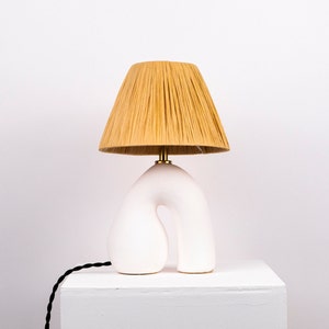 Matte White Ceramic Lamp, Handmade Table Lamp, Mix and Match, Neutral Tone Lamp , Statement Table Lamp, Unique Lamp Design White Base+ Shade