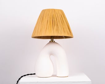 Matte White Ceramic Lamp, Handmade Table Lamp, Mix and Match, Neutral Tone Lamp , Statement Table Lamp, Unique Lamp Design