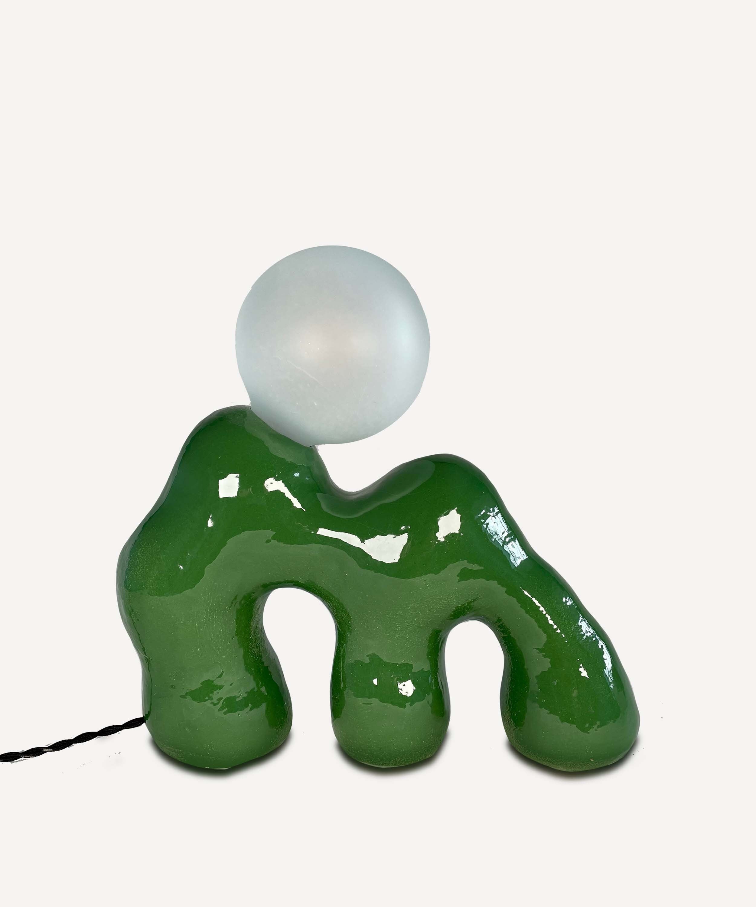 Lampe en Céramique Tropicale, Vert Foncé