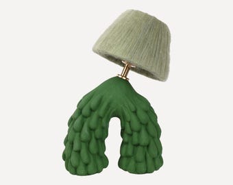 Handmade Green Ceramic Lamp: Unique Designer Lighting