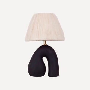 Handmade 'Opposée' Table Lamp in Black, Choose Your Own Shade Colour, Bespoke Lamp Shade, Ceramic Statement Light, Unique Lamp Design