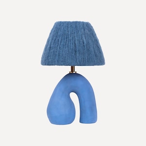 Handmade Blue Ceramic Table Lamp: Modern Designer Lighting