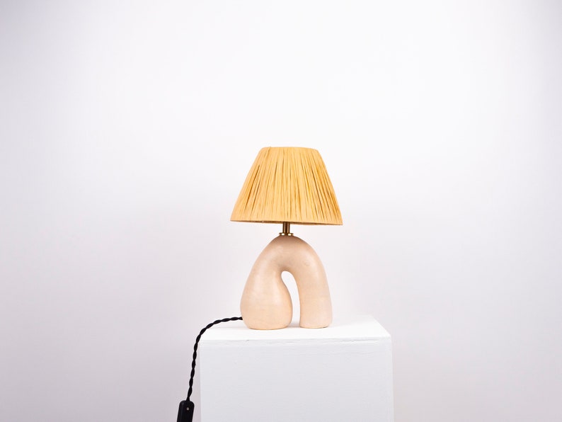 Satin Glazed Ceramic Lamp with Alpaca Silk Shade, Handmade, Choose your own Shade Colour, Bespoke Lamp shade image 3