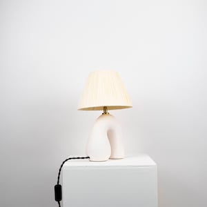 Matte White Ceramic Lamp, Handmade Table Lamp, Mix and Match, Neutral Tone Lamp , Statement Table Lamp, Unique Lamp Design image 10