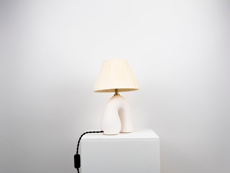 Matte White Ceramic Lamp, Handmade Table Lamp, Mix and Match, Neutral Tone Lamp , Statement Table Lamp, Unique Lamp Design image 10